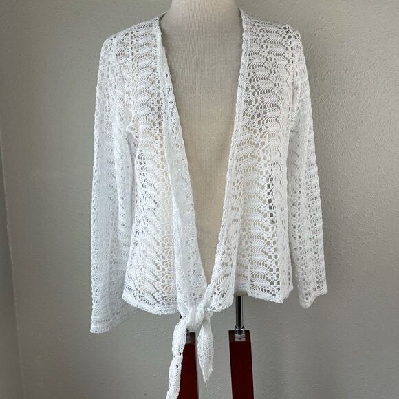 Wear It White Lace Cardigan Style Top Size M EUC - Picture 1 of 6